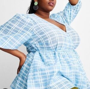 Future Collective Sheer Plaid Top. Soft Girl. Beachy.